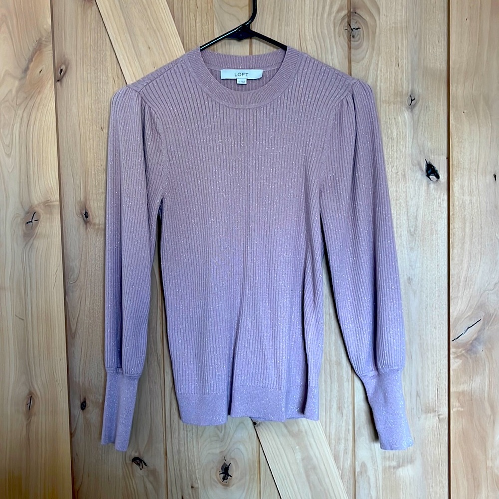 Lilac, sparkly rsweater from LOFT, size small